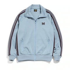 Needles Style Embroidered Butterfly Track Jacket - Light Blue/Burgundy