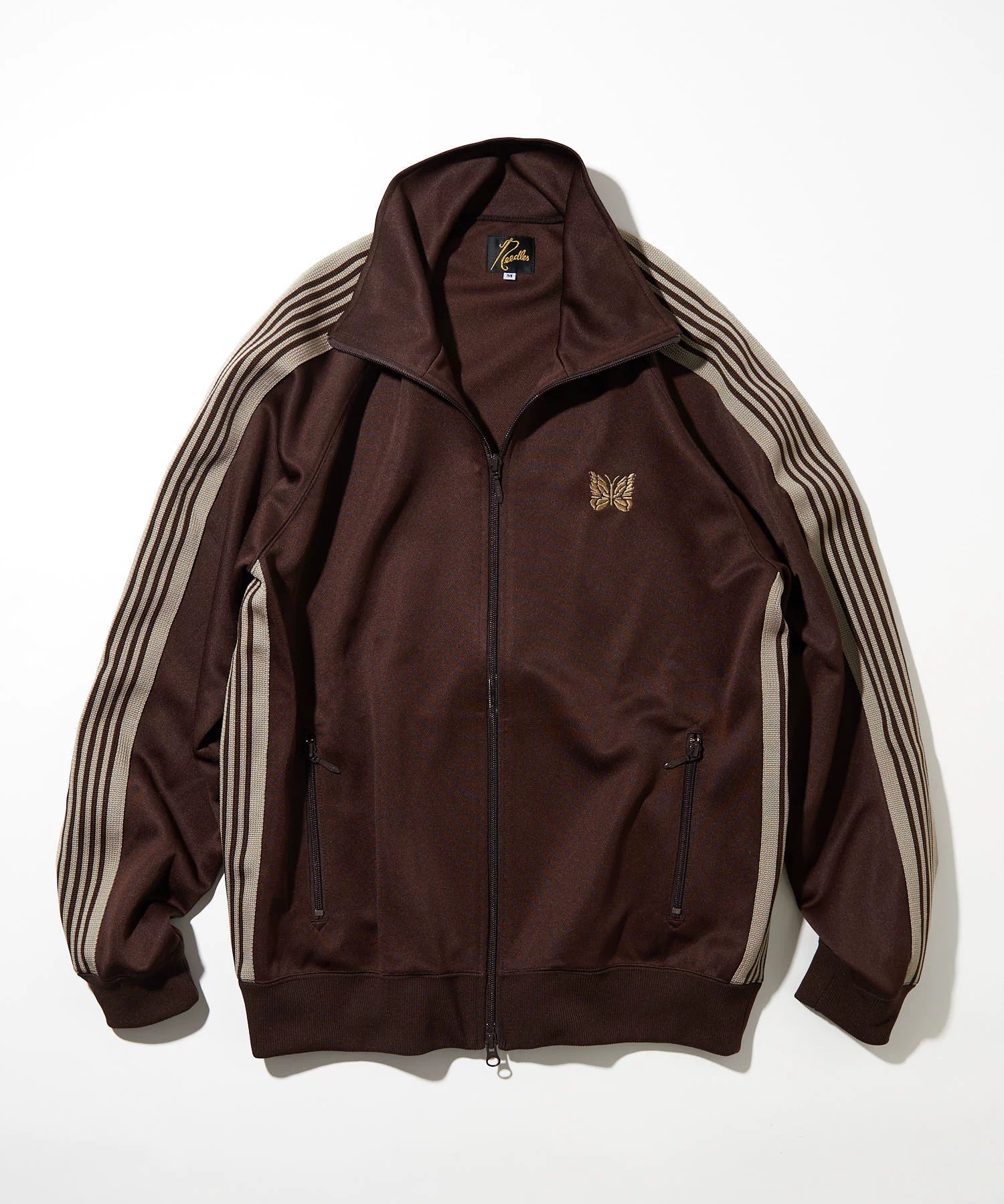 Needles Style Embroidered Butterfly Track Jacket - Dark Brown/Beige