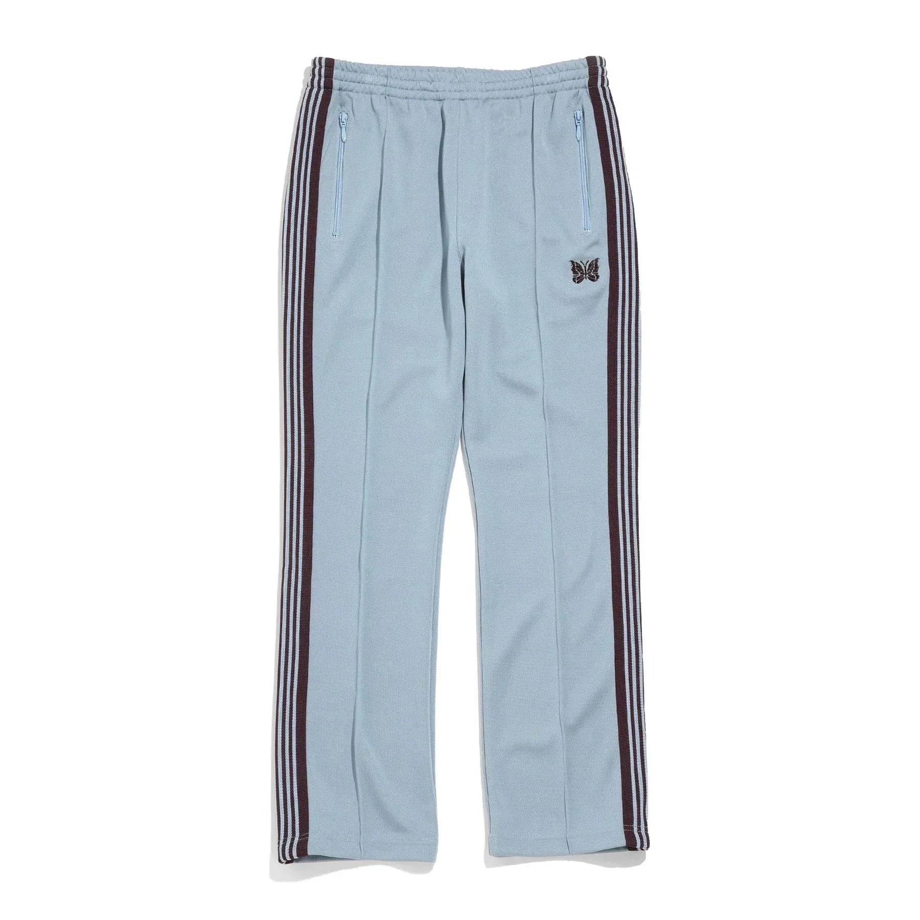 Needles Style Embroidered Butterfly Multi-Stripe Track Pants - Light Blue/Dark